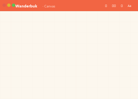Wanderbuk canvas editor — photos placed freely, rotated, with notes, stickers and emojis
